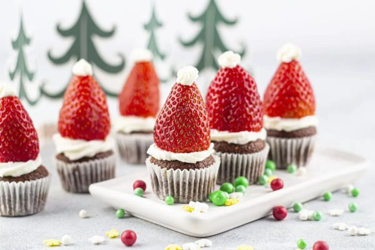 Santa Hat Chocolate Cupcakes