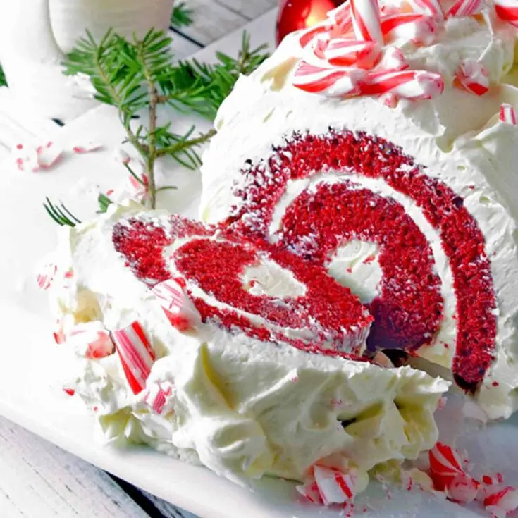 51+ Christmas Desserts Ideas for a Crowd 16 Red Velvet Peppermint Swiss Roll