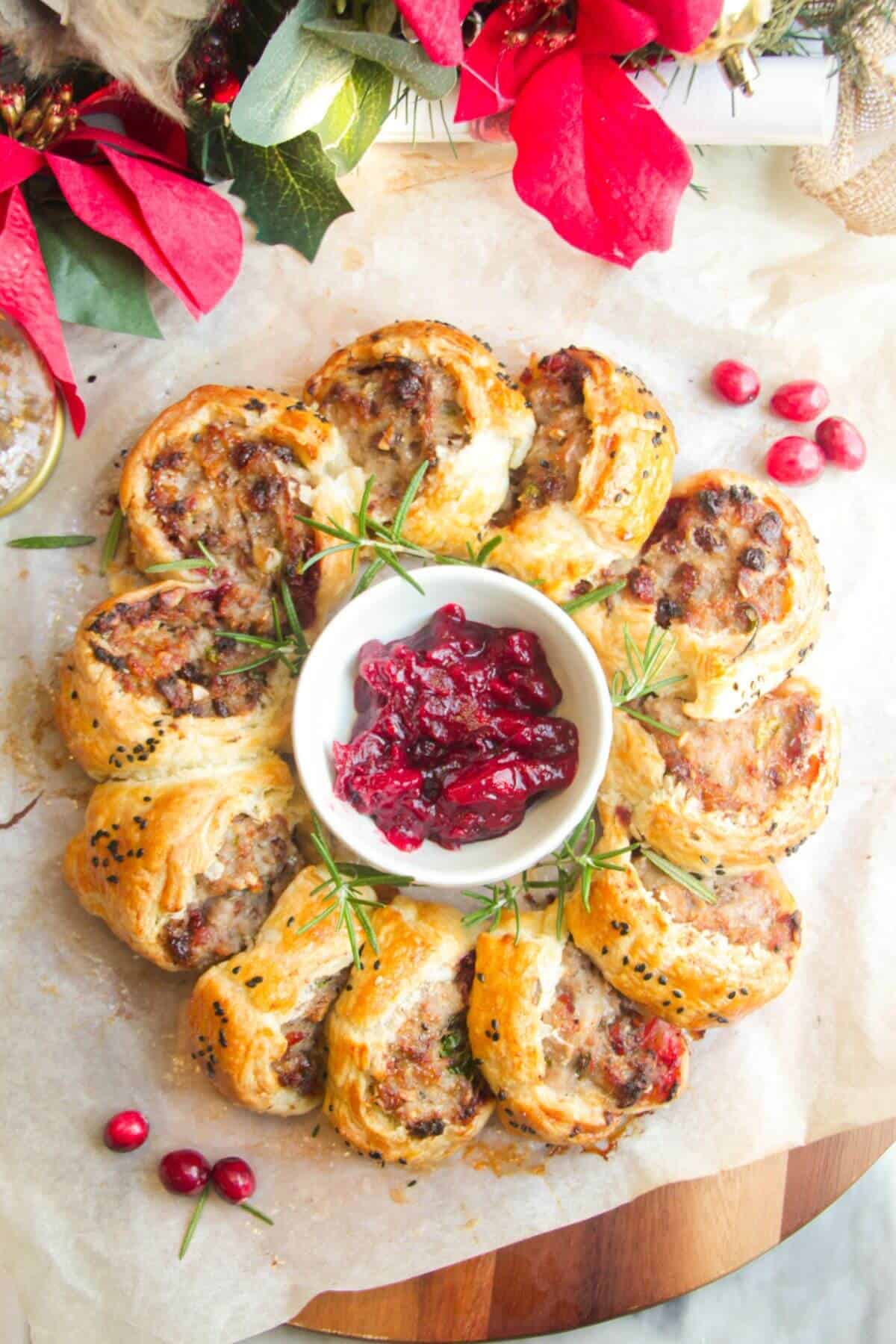 Cranberry Sausage Roll Wreath