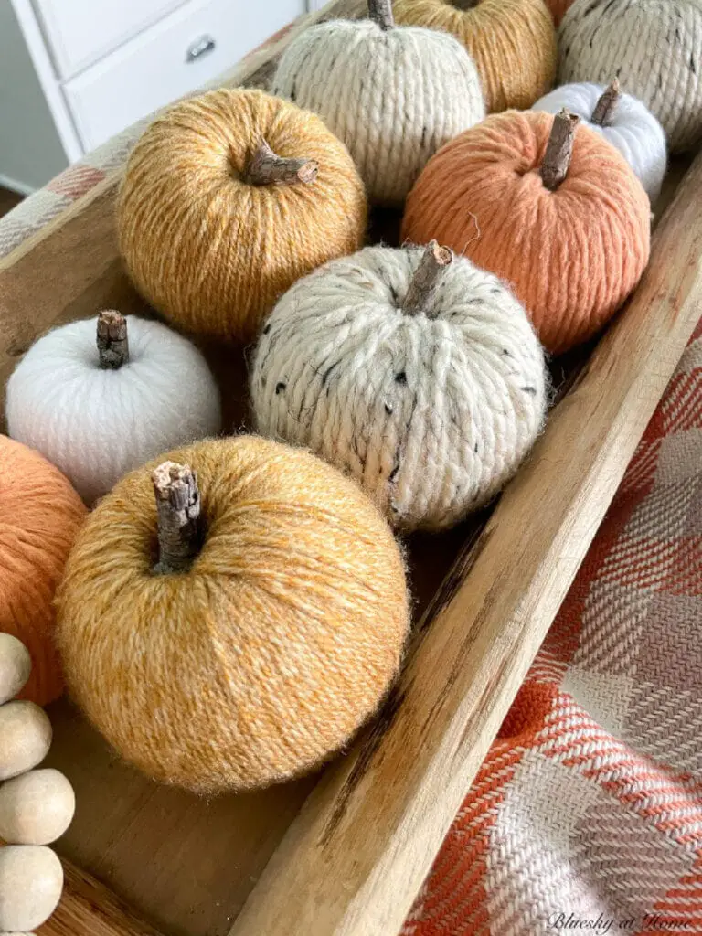 29+ Dollar Tree Fall Decor DIY Ideas for a Beautiful Budget Friendly Home 2 Yarn Wrapped Pumpkins