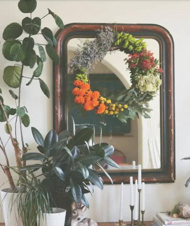 29+ Dollar Tree Fall Decor DIY Ideas for a Beautiful Budget Friendly Home 7 Botanical Mirror Wreath