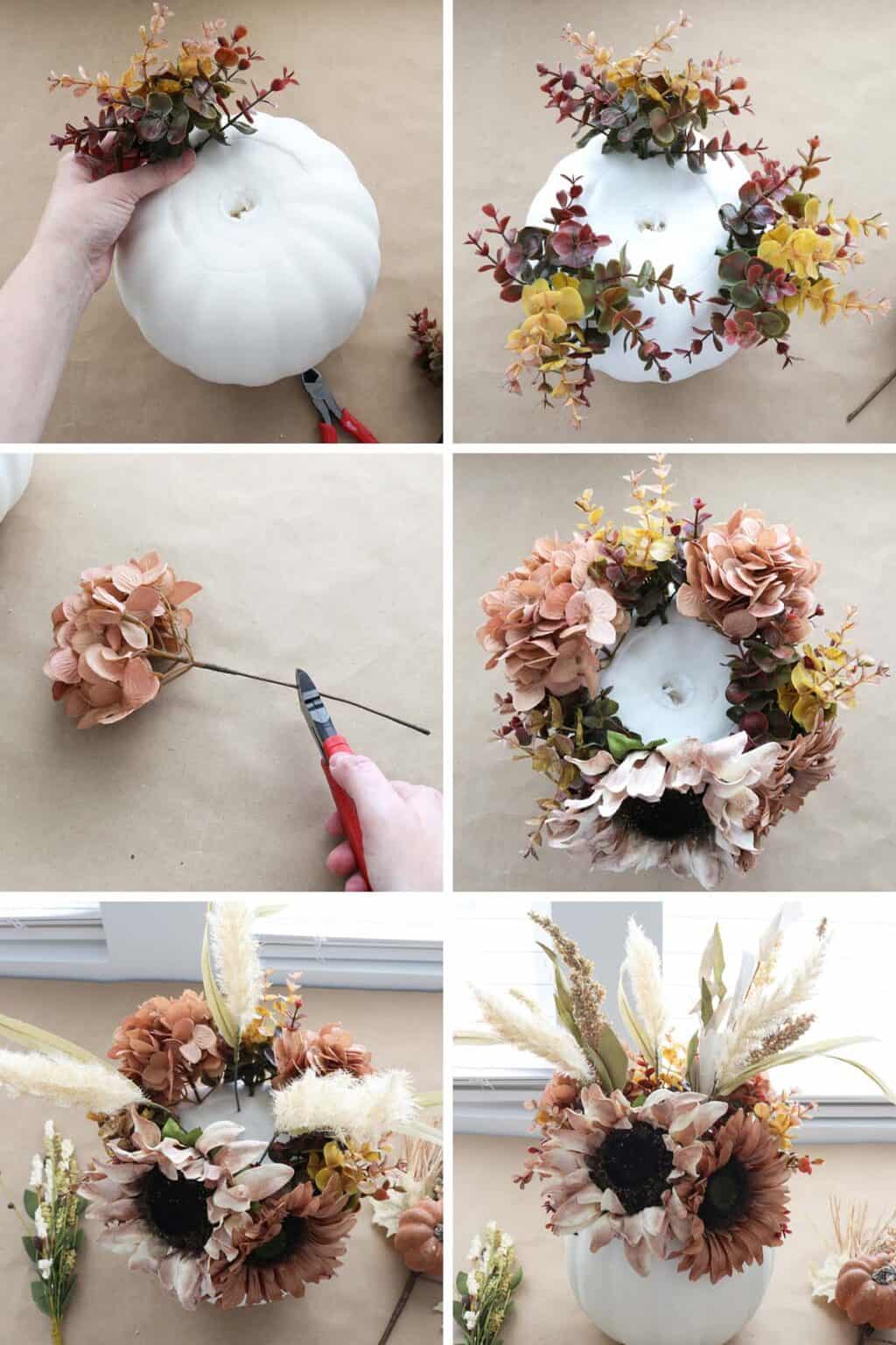 29+ Dollar Tree Fall Decor DIY Ideas for a Beautiful Budget Friendly Home 8 Faux Floral Pumpkin Planter
