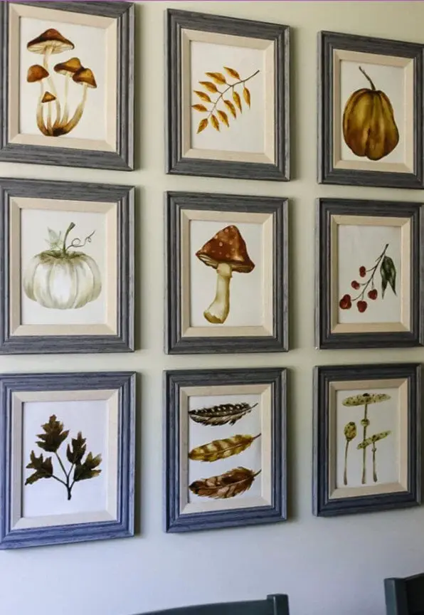 29+ Dollar Tree Fall Decor DIY Ideas for a Beautiful Budget Friendly Home 11 Botanical Gallery Wall