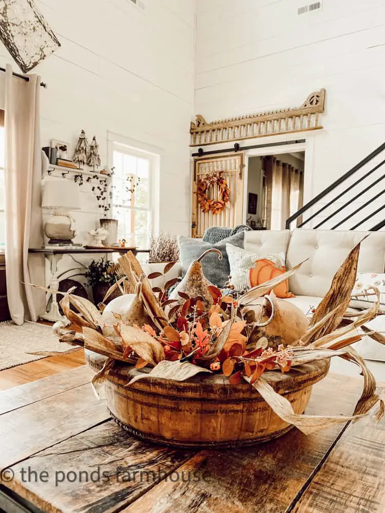 29+ Dollar Tree Fall Decor DIY Ideas for a Beautiful Budget Friendly Home 13 Farmhouse Harvest Dough Bowl