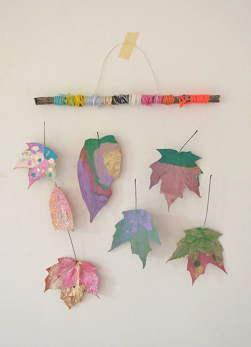 29+ Dollar Tree Fall Decor DIY Ideas for a Beautiful Budget Friendly Home 14 Colorful Leaf Mobile