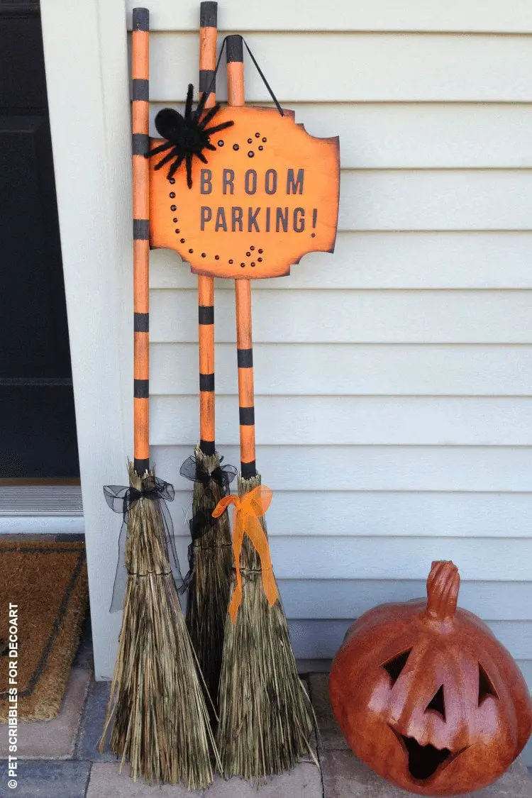 29+ Dollar Tree Fall Decor DIY Ideas for a Beautiful Budget Friendly Home 21 Broom Parking Sign Decor