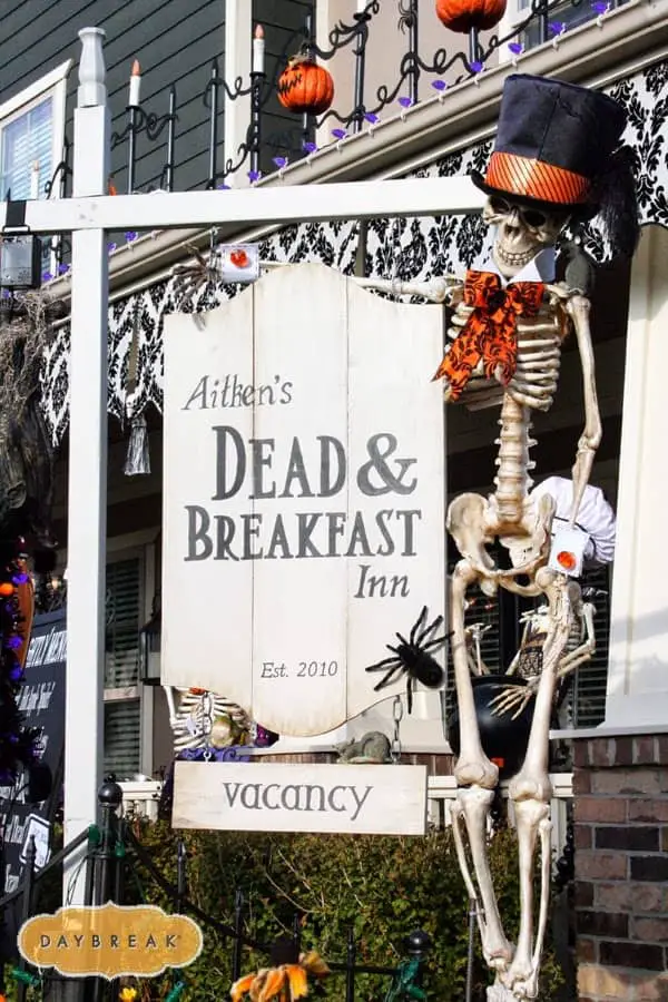 Skeleton Dead and Breakfast Sign