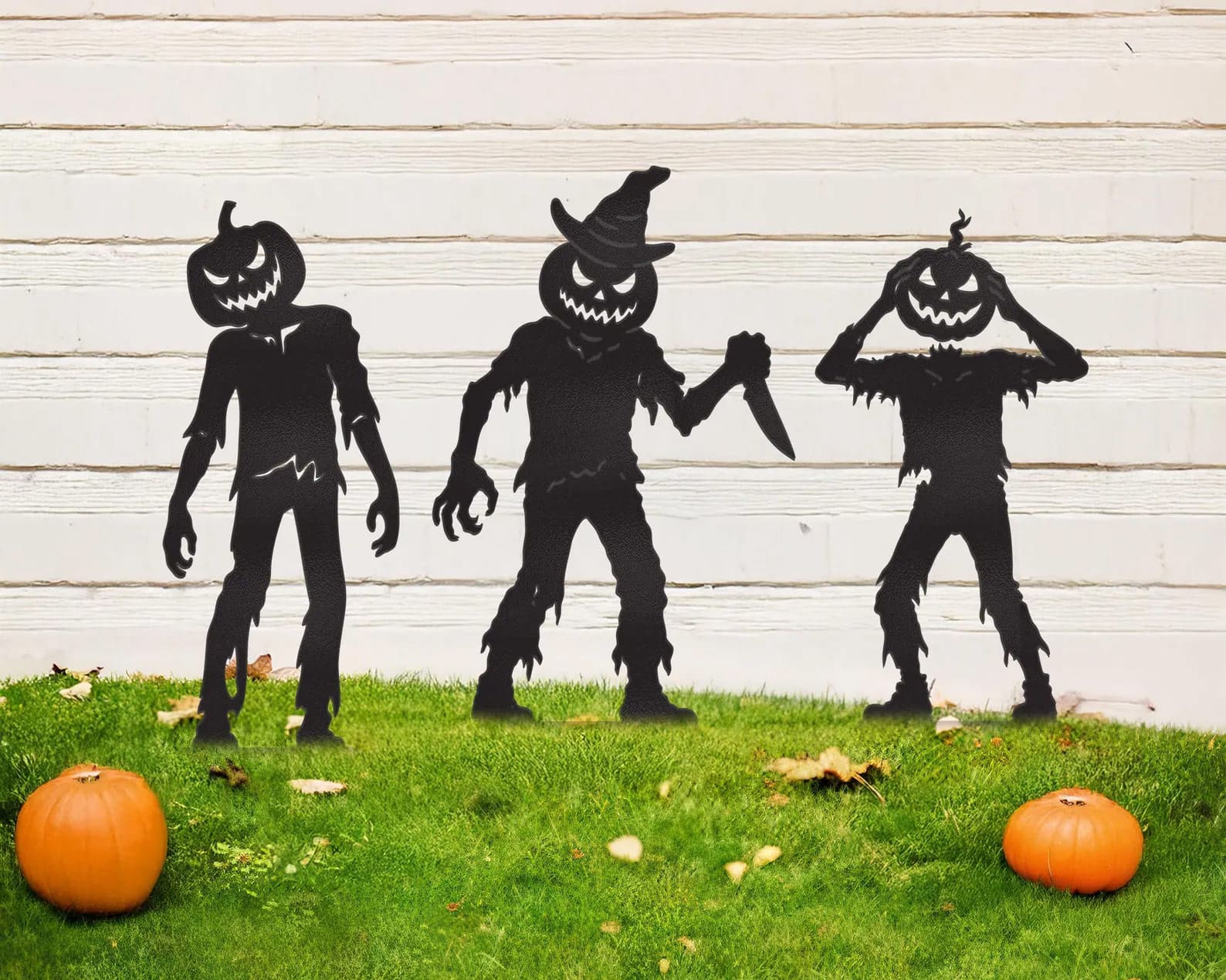 Silhouette Pumpkin Monster Yard Stakes
