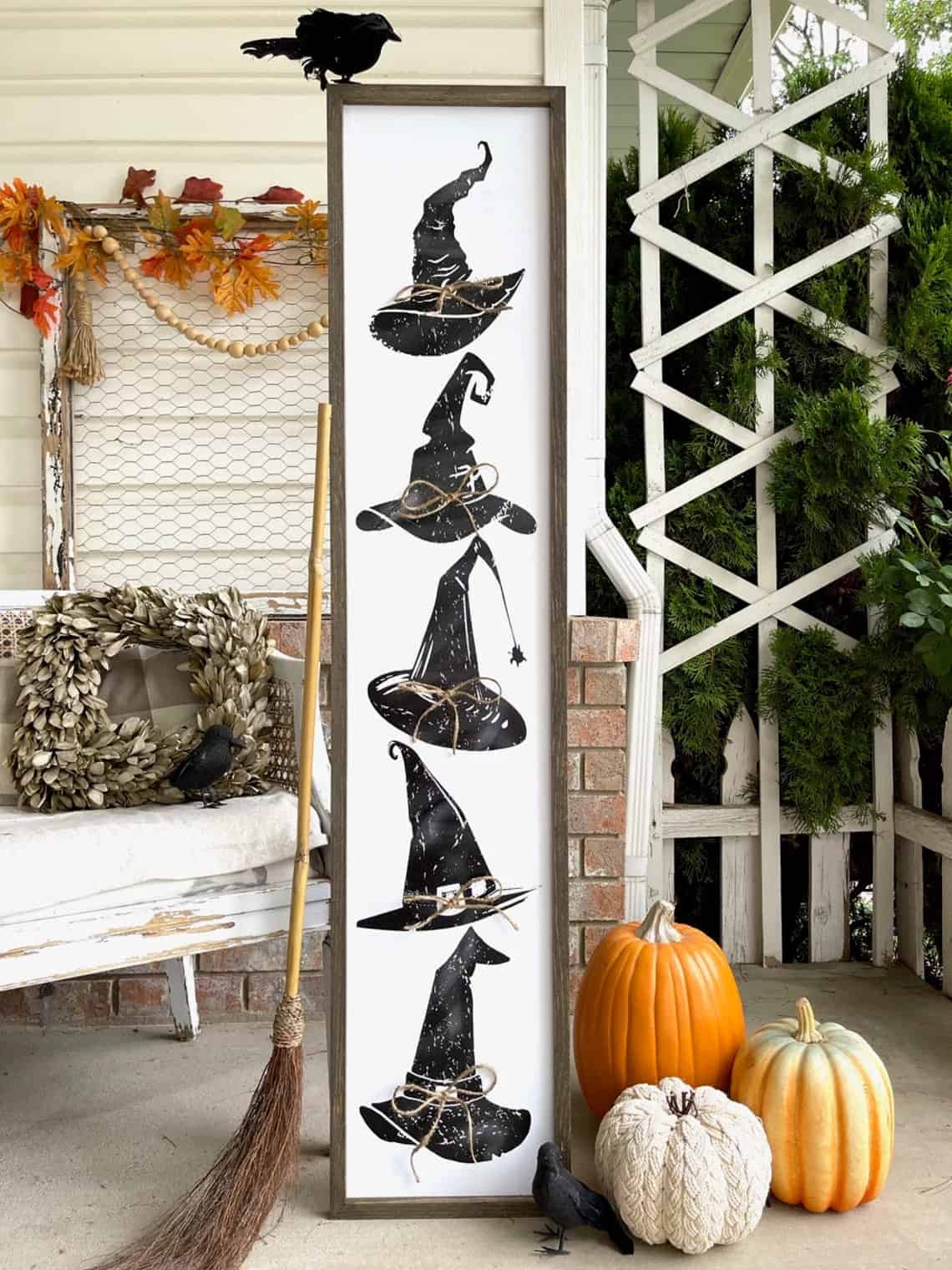 Vertical Witch Hat Porch Sign