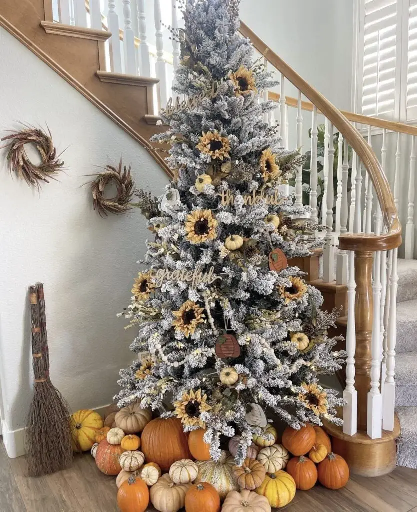 Staircase Sunflower and Pumpkin Display