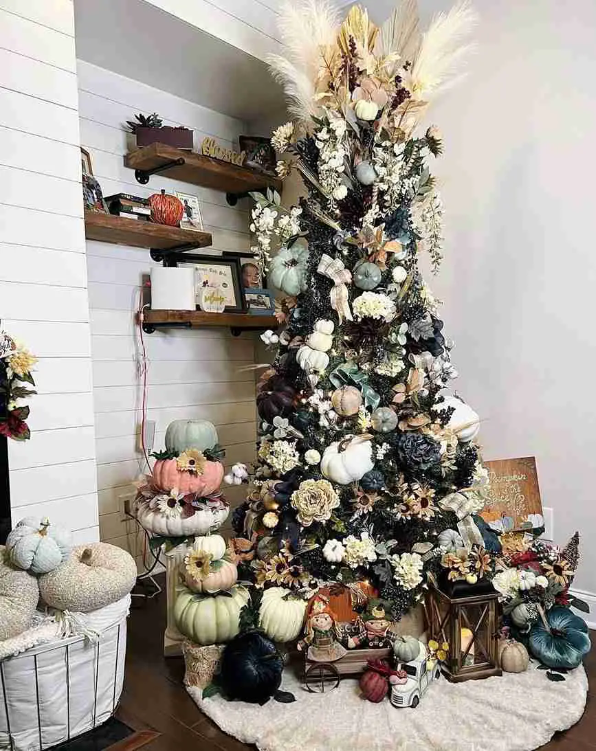 Black Tree with Pampas and Sage Accents