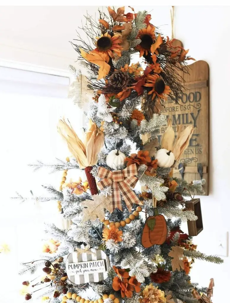 Frosted Pine Sunflower Wreath Topper Tree