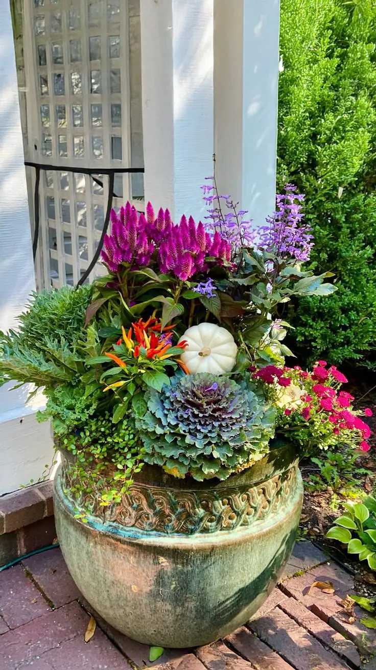 Festive Autumn Floral Planter Arrangement