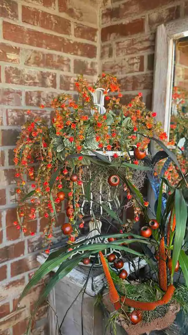 Tiered Floral Basket on Rustic Stand