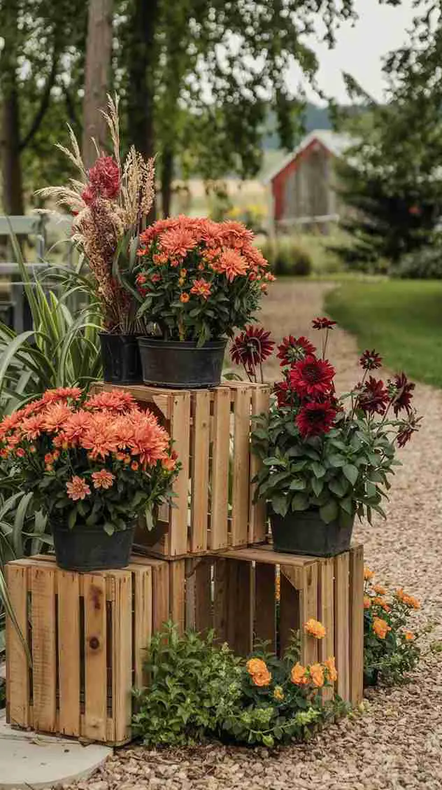 Rustic Wooden Crate Flower Display