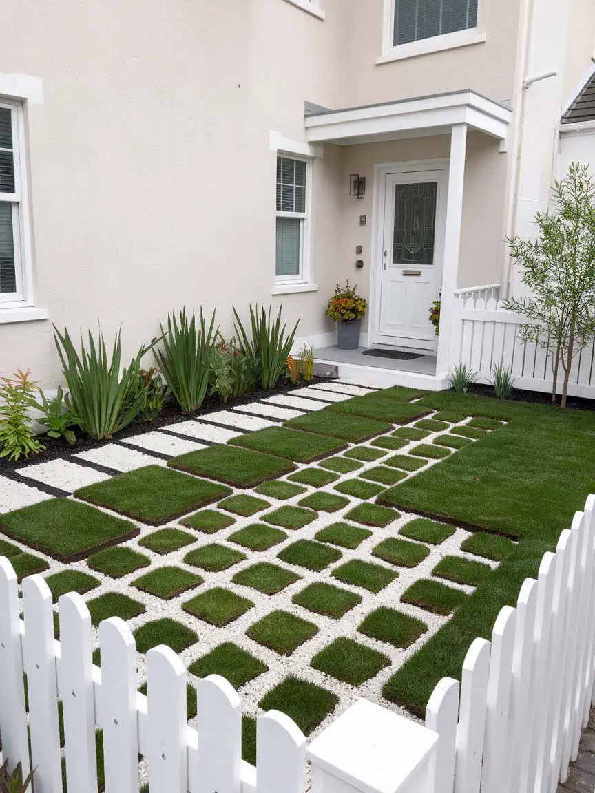 Modern Checkerboard Grid Lawn