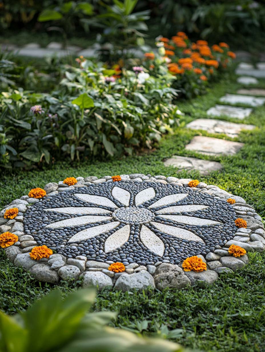 Pebble Flower Medallion Paver