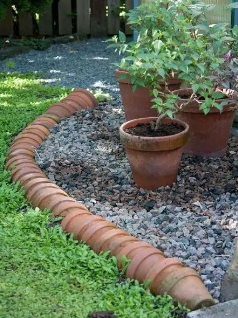 Stacked Terracotta Pot Garden Rim