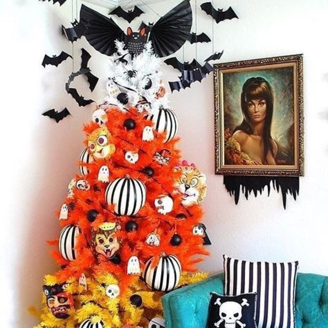Bright Orange Vintage Mask Tree