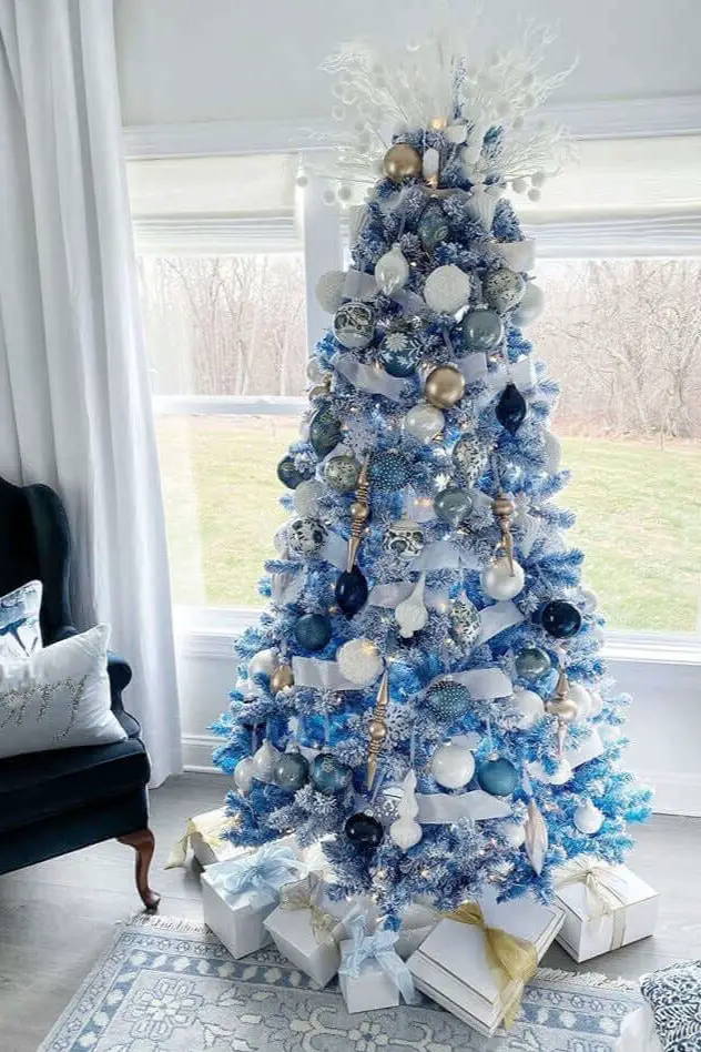 Bright Sapphire and White Snowy Tree