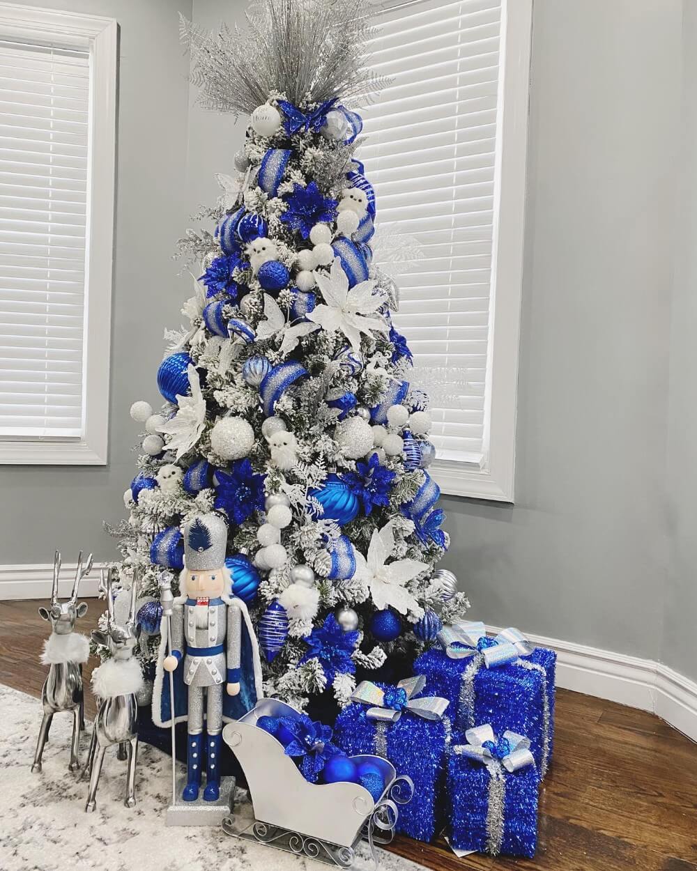 Royal Blue Festive Tree with Nutcracker Guard