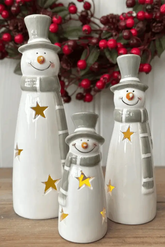 Ceramic Snowman Candle Holders