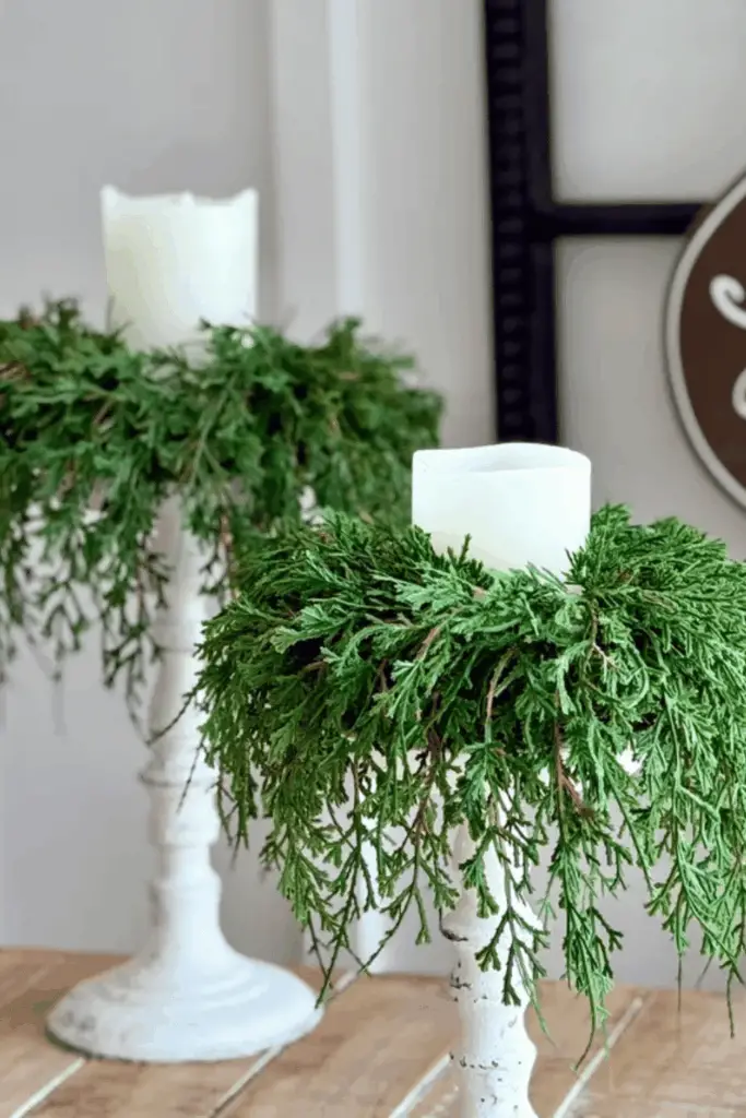 Fresh Greenery Pillar Candle Rings