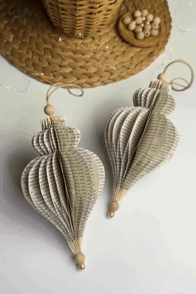 Vintage Book Page Folded Ornaments