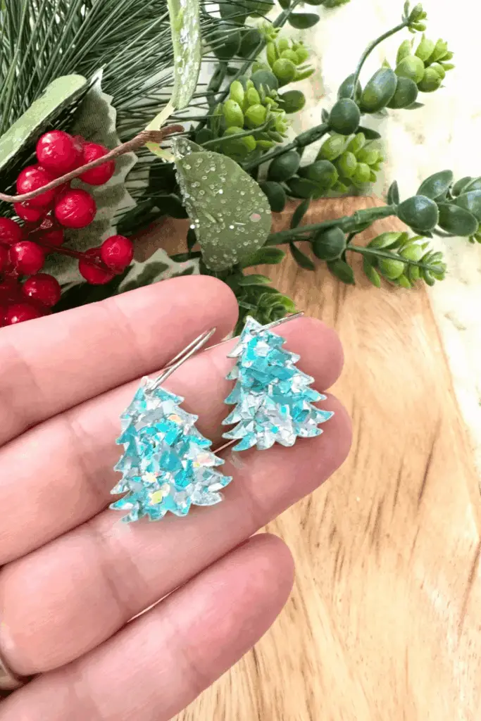 Sparkly Resin Christmas Tree Earrings