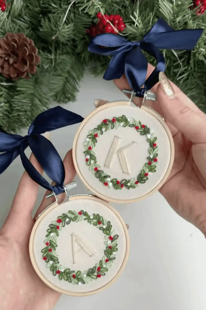 Monogram Embroidery Hoop Ornaments