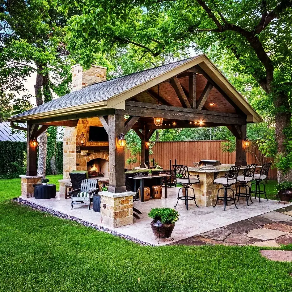 Rustic Timber Frame Hearth Pavilion
