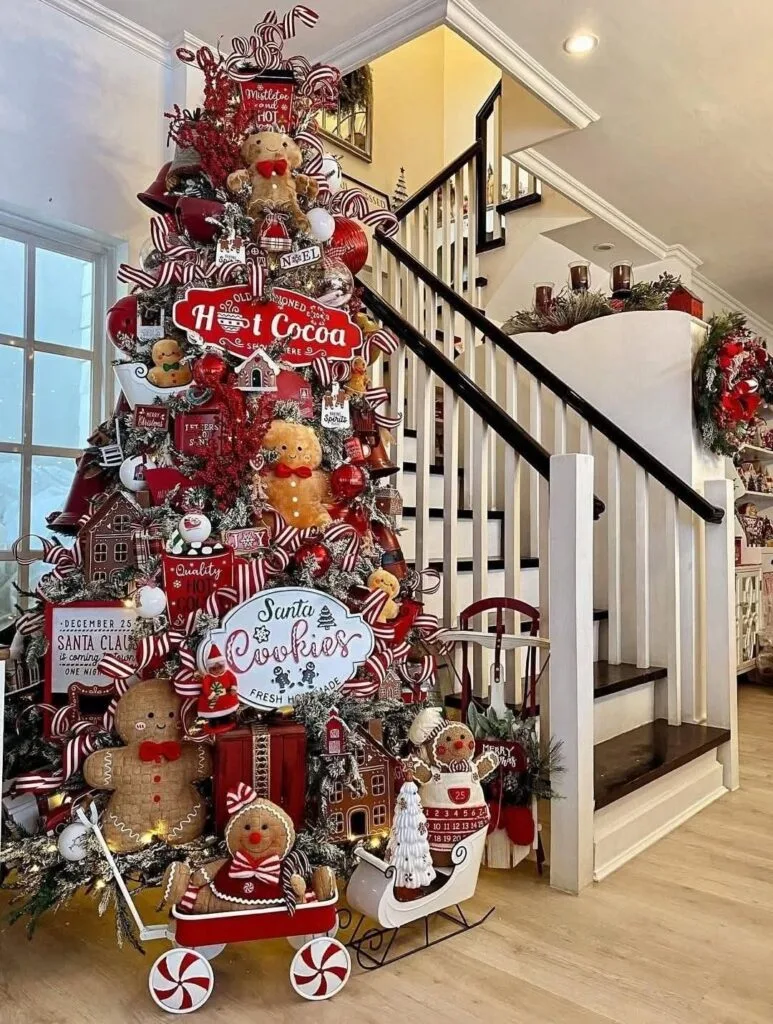 Festive Hot Cocoa and Santa Cookies Tree