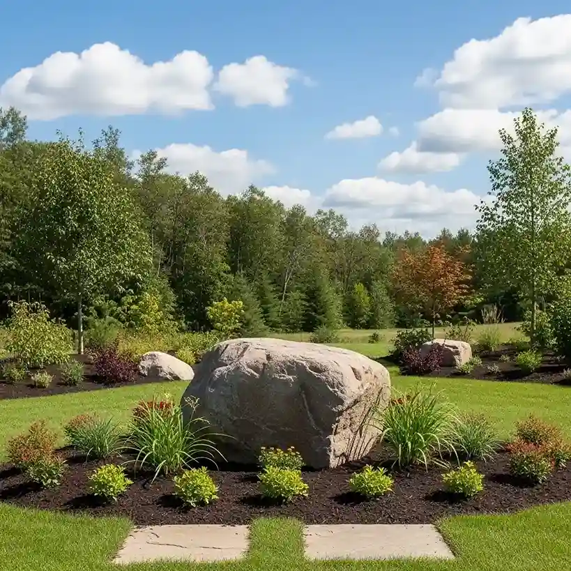 21 Boulders Landscaping Ideas for a Stunning Yard 10 Lawn Centerpiece Boulder