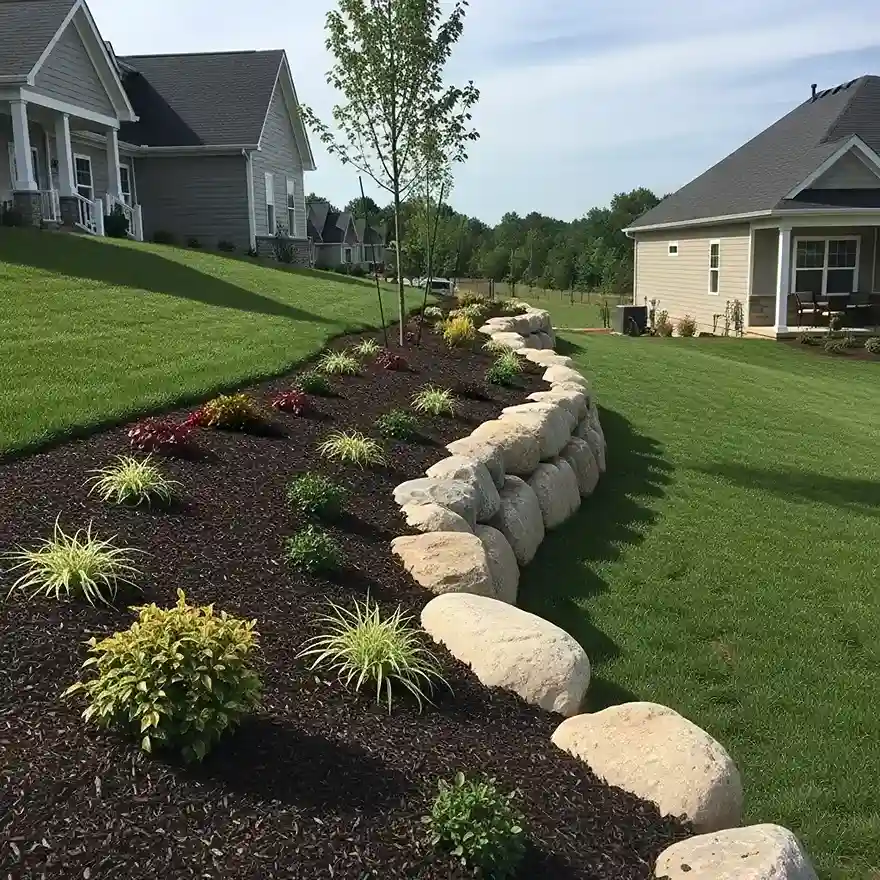 21 Boulders Landscaping Ideas for a Stunning Yard 21 Sloped Lawn Retaining Wall
