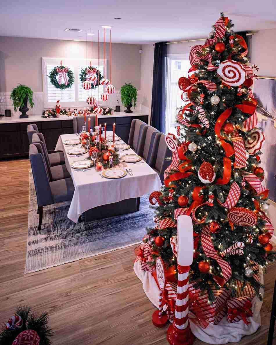 23+ Peppermint Christmas Tree Ideas for Sweet Holiday Decor 5 Dining Room Peppermint Statement Tree
