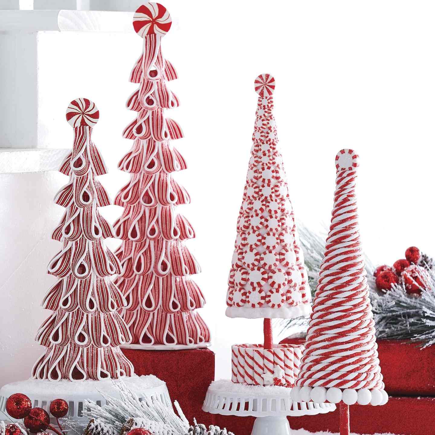 23+ Peppermint Christmas Tree Ideas for Sweet Holiday Decor 7 Tabletop Candy Ribbon Cone Trees