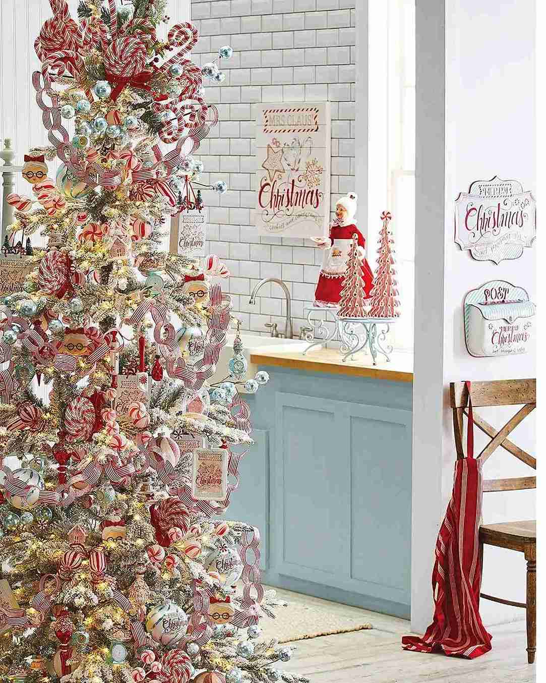 23+ Peppermint Christmas Tree Ideas for Sweet Holiday Decor 11 Pastel Blue Kitchen Peppermint Corner Tree