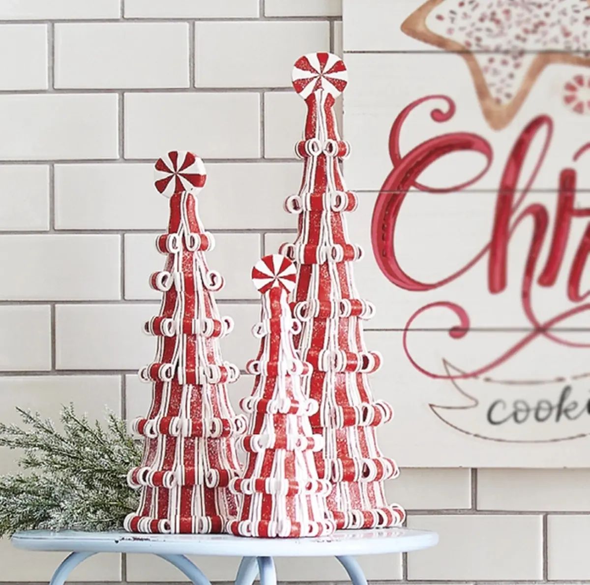 23+ Peppermint Christmas Tree Ideas for Sweet Holiday Decor 12 Trio of Striped Candy Cone Trees